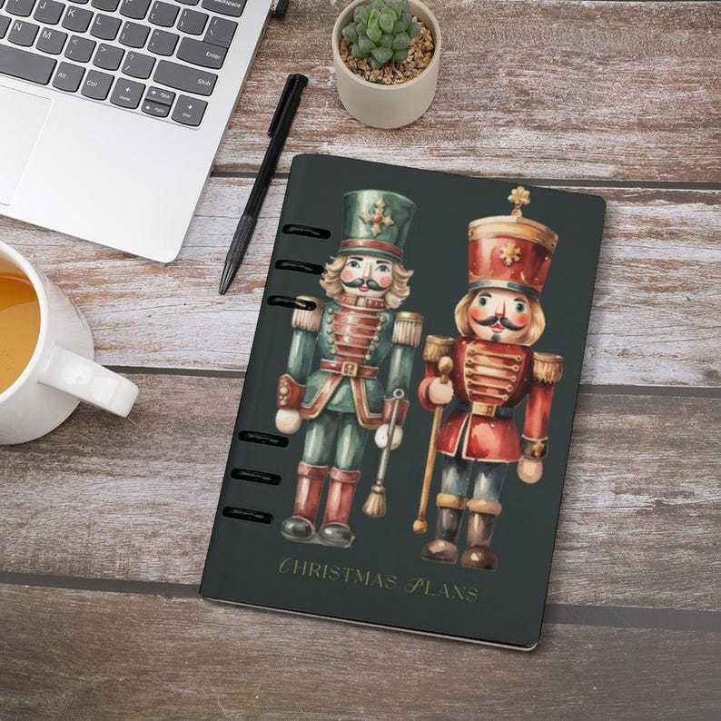 Nutcracker Christmas Plans Binder Cover & Insert Pages, ring binder notebook A5, organiser A5, handbag diary, festive planner, stationary, fae and magpie