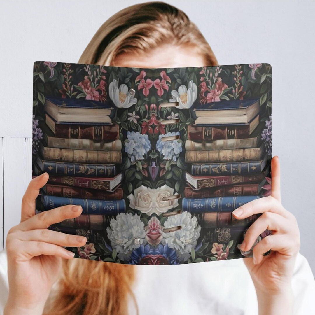 Stack of Books Floral Planner Cover & Insert Pages, Ring Binder ...