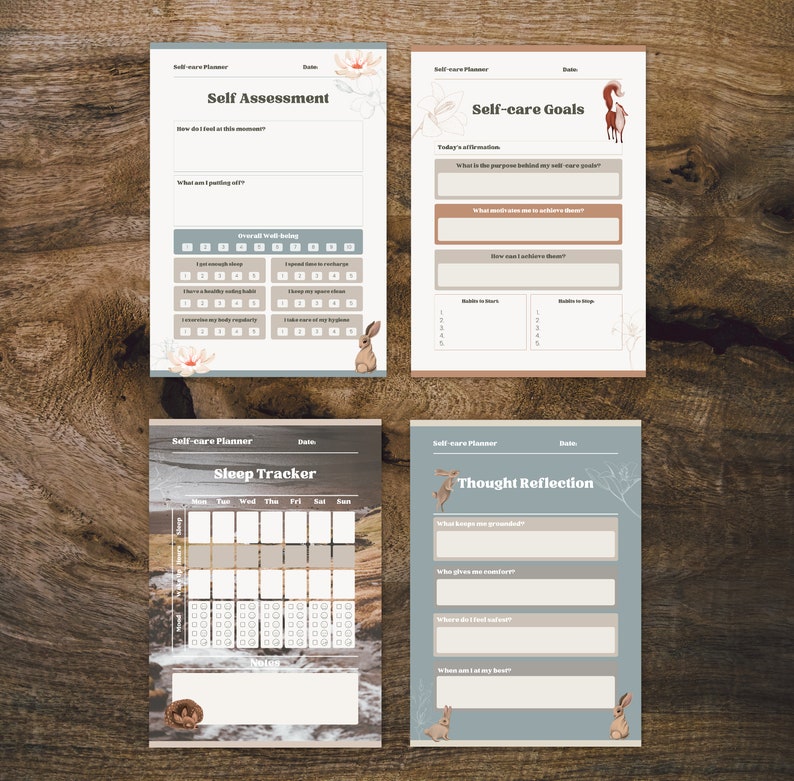 Woodland fox and rabbit planner sheets, autumn organiser by Fae and Magpie
