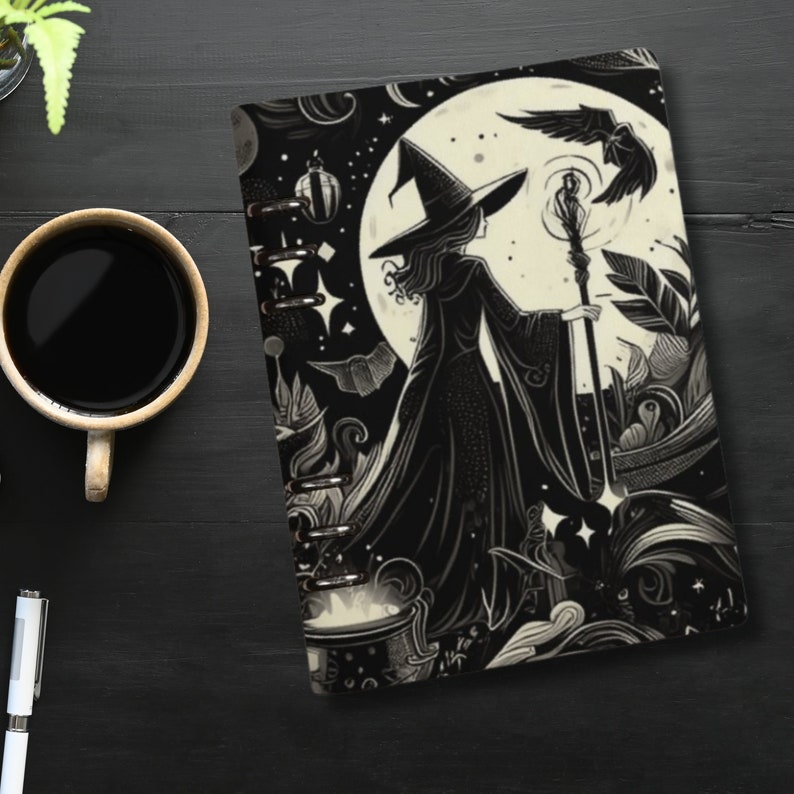 Witches Gothic Planner Cover & Insert Pages, ring binder notebook A5, planner organiser A5, handbag diary, witchy planner stationary gift, fae and magpie