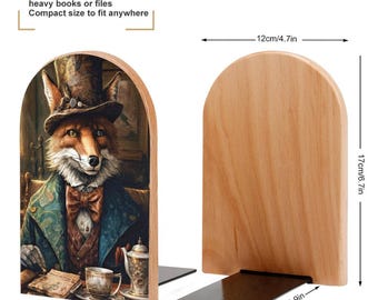 Gentleman Fox Bookends, Victorian Style Wooden Book Stand - Etsy