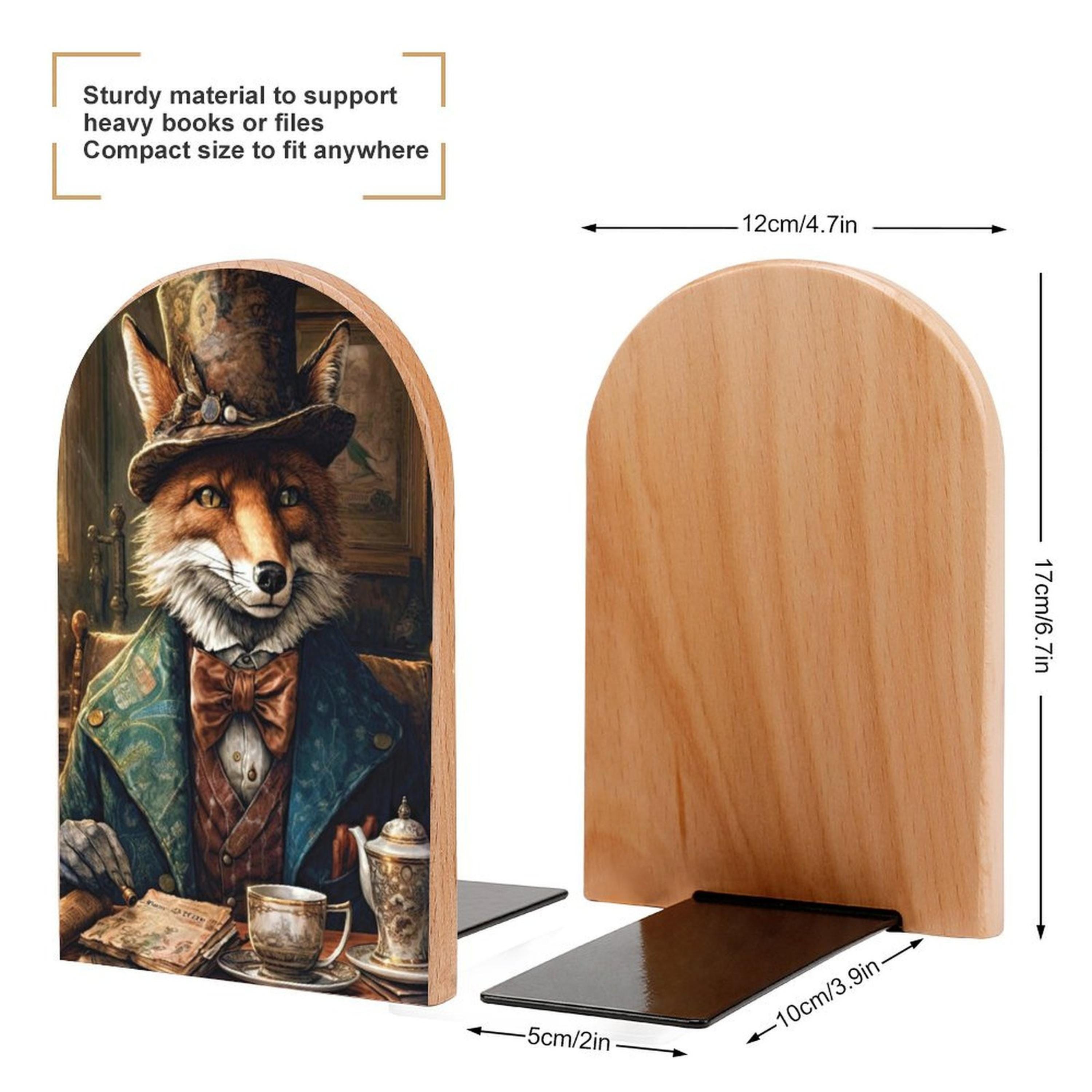 Gentleman Fox Bookends, Victorian Style Wooden Book Stand - Etsy