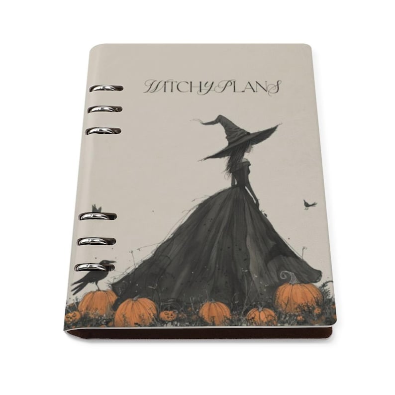 Witchy Gothic Planner Cover & Insert Pages, ring binder notebook A5, planner organiser A5, handbag diary, witchy planner stationary gift, fae and magpie