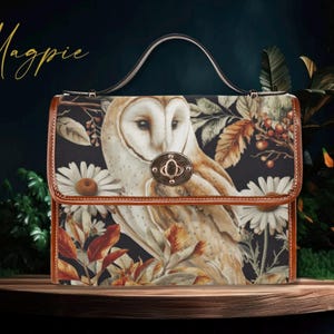 Sac cartable en toile Cottagecore effraie des cloches, sac à main chouette mignon, sac à poignée supérieure avec bandoulière, Dark Academia, Witchcore, cadeau chouette bohème