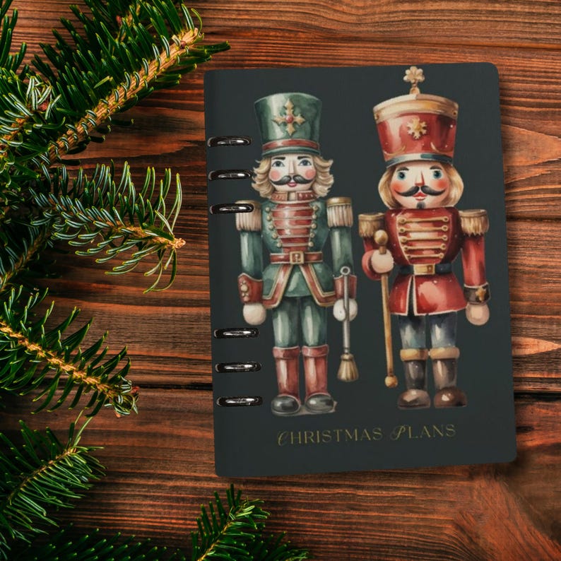 Nutcracker Christmas Plans Binder Cover & Insert Pages, ring binder notebook A5, organiser A5, handbag diary, festive planner, stationary, fae and magpie