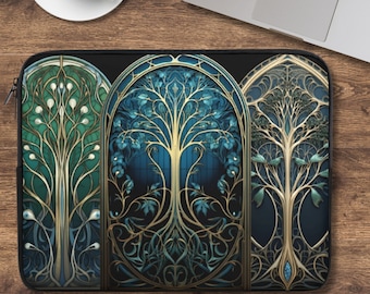 Tree Of Life laptophoes gebrandschilderd glas laptop reistas Boho hippie cadeau iPad tablet hoes Witchy gewatteerde laptoptas gotische kerktas