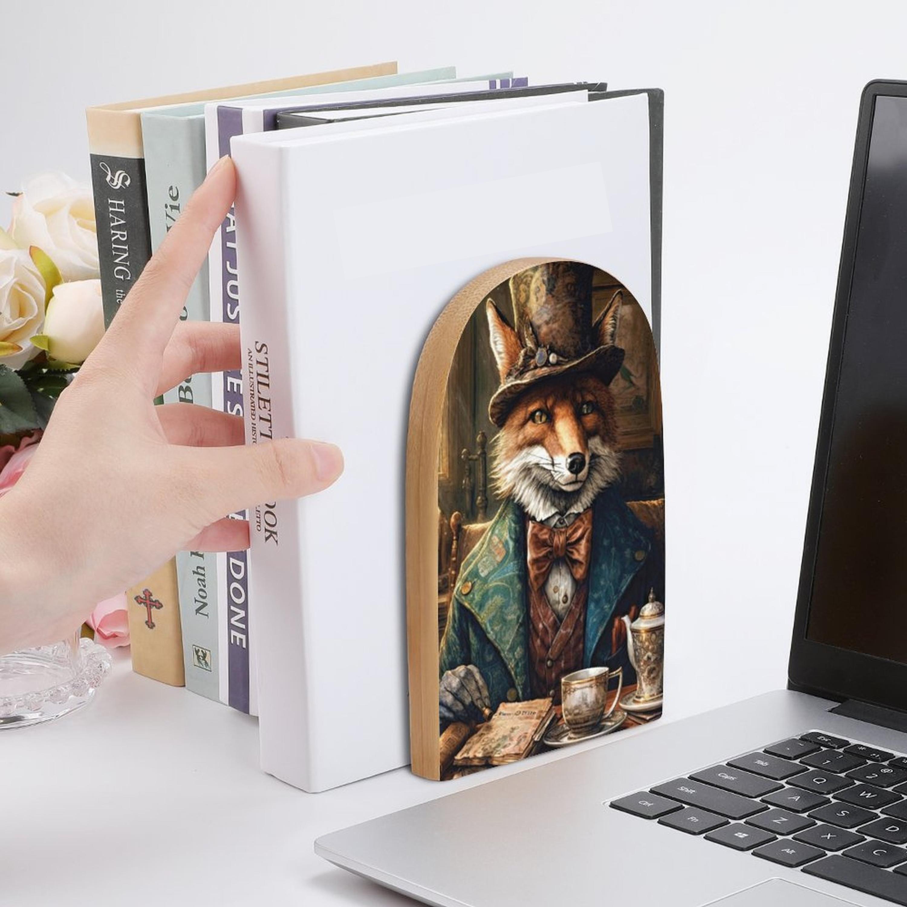 Gentleman Fox Bookends, Victorian Style Wooden Book Stand - Etsy