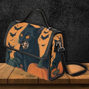 Sac à main cartable chat noir