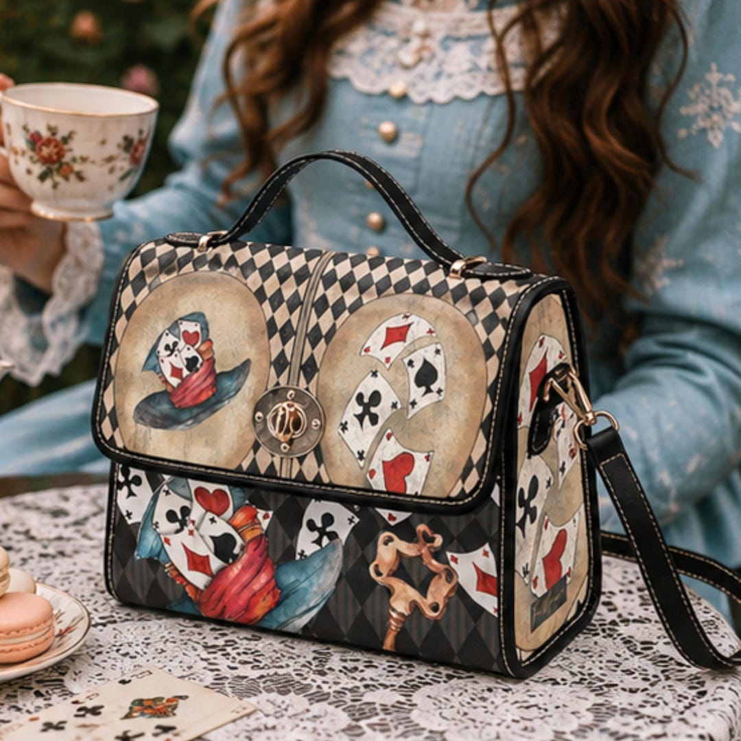 Alice Inspired Crossbody Bag, Wonderland Handbag, Playing Card