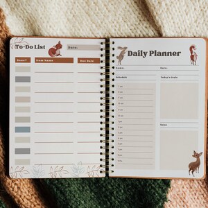 Woodland fox and rabbit planner sheets, autumn organiser by Fae and Magpie