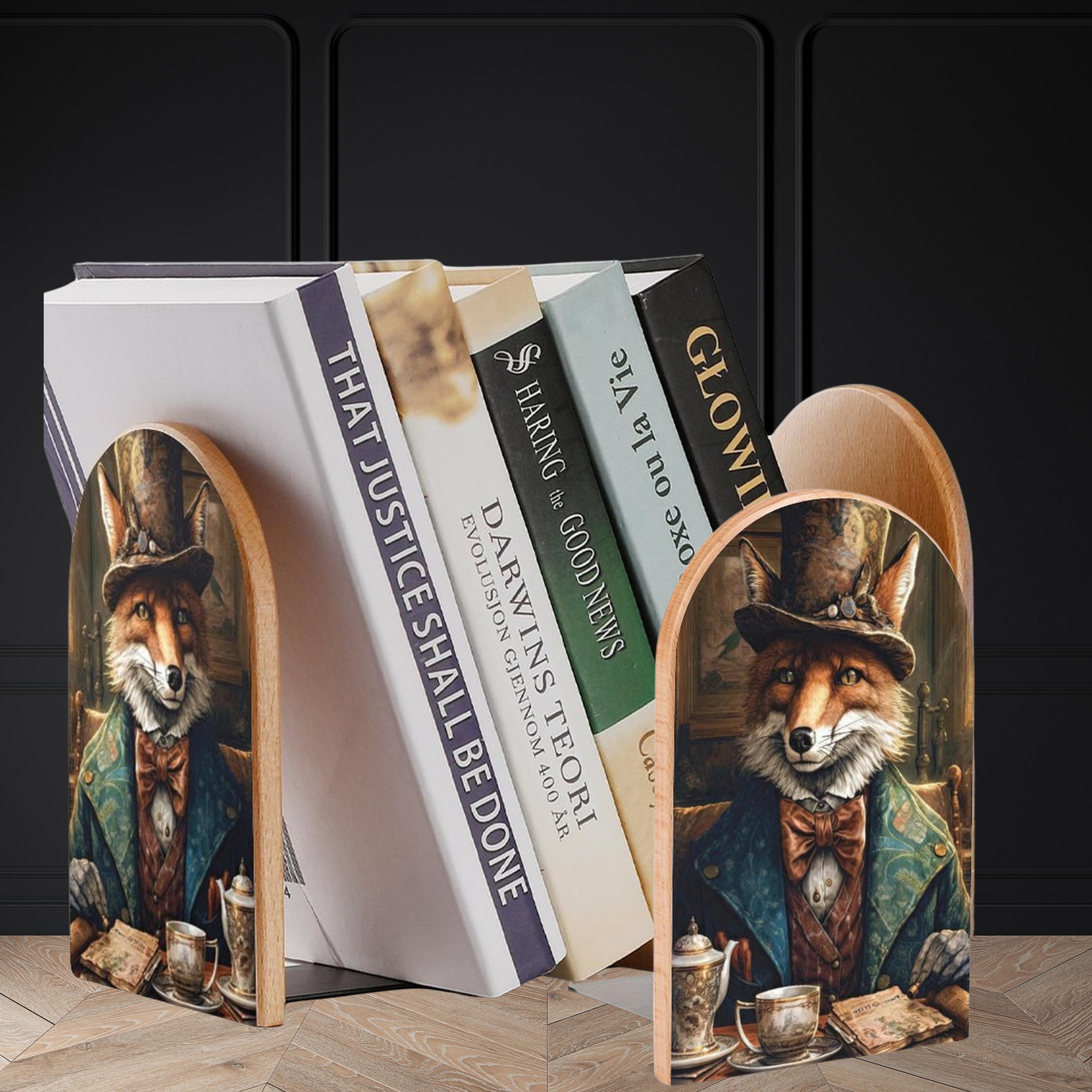 Gentleman Fox Bookends, Victorian Style Wooden Book Stand - Etsy