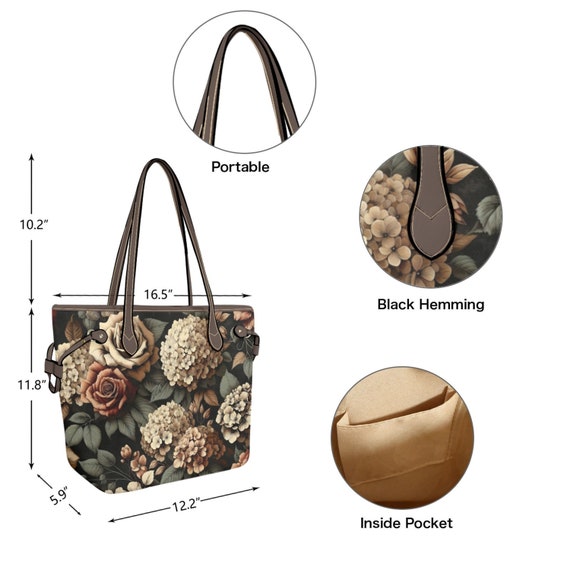 Boho Floral Brown Autumn Shoulder Bag Purse, Cottagecore
