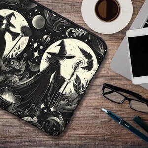 Witches Laptop Sleeve, dark academia laptop case IPad tablet cover, travel case, witchy gift laptop padded bag, witchcore case, witchy moon, fae and magpie