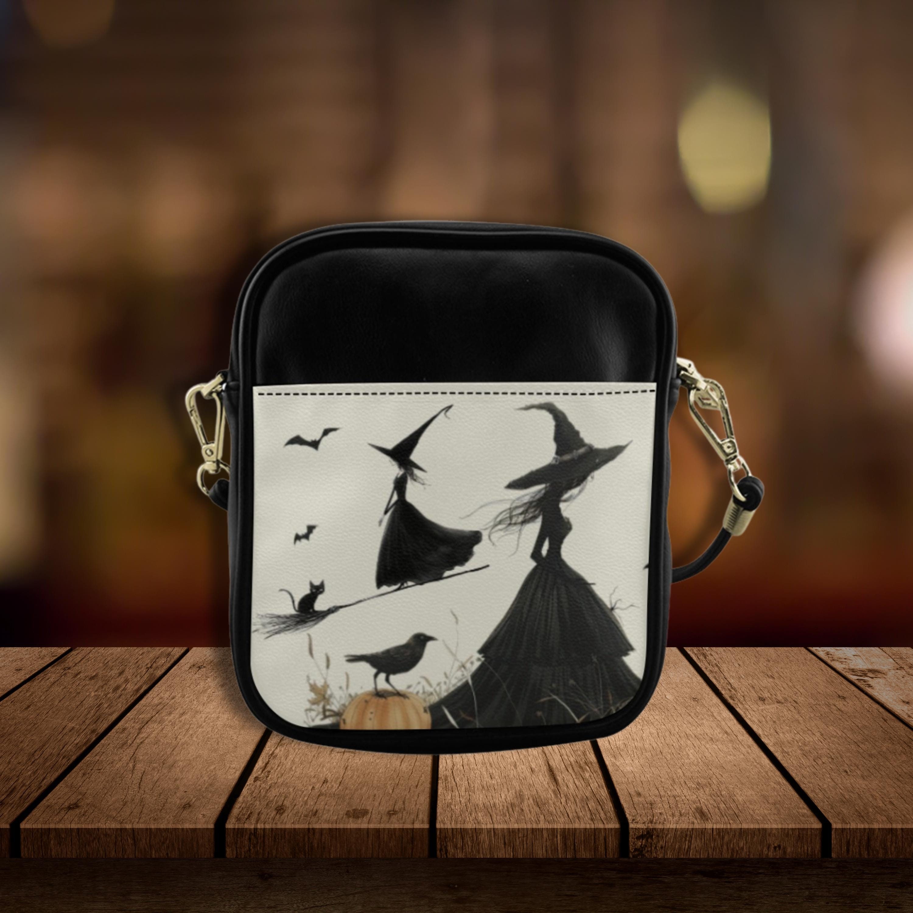 Witches Black Sling Bag, Halloween Purse, Witchy Bag Gift  display picture 1