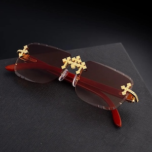 3 Cross (chrome Inspired) Designer Sunglasses - Brown - Etsy display picture 2