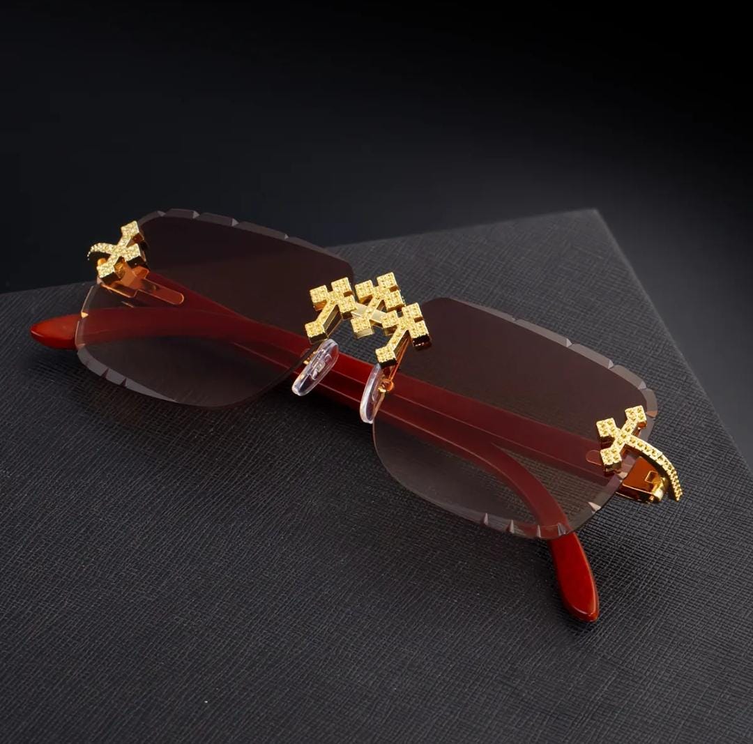3 Cross (chrome Inspired) Designer Sunglasses - Brown - Etsy