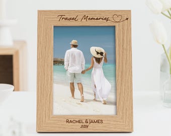 Holiday 'Travel Memories' Frame | Travel Holiday Adventures Memory Frame | Wood Frame for 7x5 or 6x4 Photo
