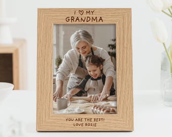I Love My Grandma Christmas Gift | Photo Frame Christmas Gift for Granny Gran Grandma | Engraved Custom Frame For 7x5 or 6x4 Picture