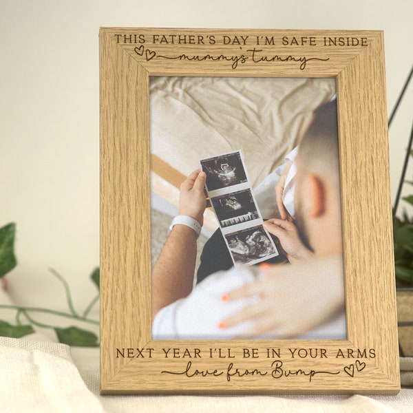 First Father's Day from Bump Frame | Pregnancy Father's Day Gift for Expecting Dad, Dad To Be | Engraved Frame For 7x5 Or 6x4 Picture