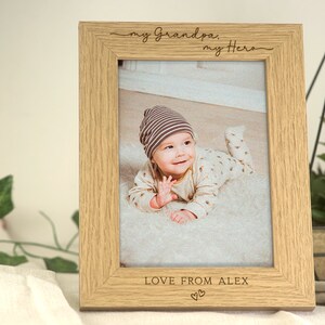 My Grandad My Hero Gift | Photo Frame Gift for Grandad Grandpa Gramps | Engraved Custom Frame For 7x5 or 6x4 Picture