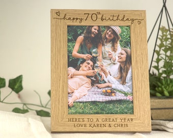 70th Birthday Gift | Personalised Seventieth Birthday Gift Engraved Photo Frame