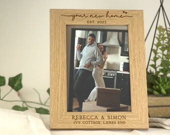 Your New Home Gift | Your New Home Wooden Engraved Photo Frame | Personalised Names & Address