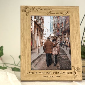 Anniversary Photo Frame | Gift for Couple, Husband, Wife, Partner Photo Frame | Wooden Engraved Personalised Frame
