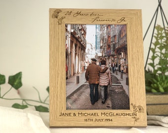 Anniversary Photo Frame | Gift for Couple, Husband, Wife, Partner Photo Frame | Wooden Engraved Personalised Frame
