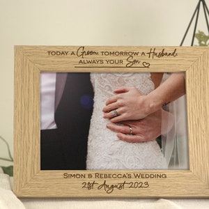 Mother of the Bride Mother of the Groom Wedding Favour Personalised Wooden Engraved Wedding Day Frame image 6