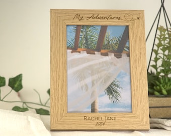 Holiday 'Our Adventures/My Adventures' Frame | Travel Holiday Adventures Memory Frame | Wood Frame for 7x5 or 6x4 Photo