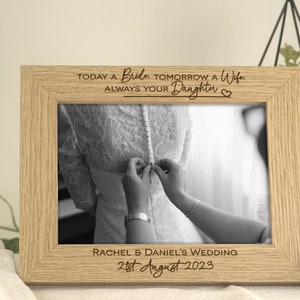 Mother of the Bride Mother of the Groom Wedding Favour Personalised Wooden Engraved Wedding Day Frame image 4