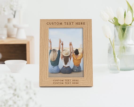 Personalised Custom Text Photo Frame | Engraved Photo Frame with Any Text