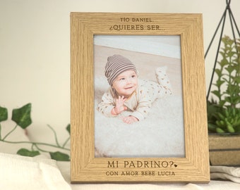 Spanish Godfather Proposal Gift | Ser Mi Padrino, Ser Mi Padrino De Bautizo | Engraved Personalised Frame