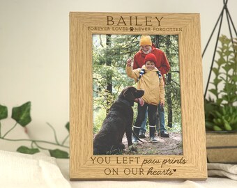 Dog Memorial Frame | Pet Loss Memorial Gift Dog Memory Keepsake | Engraved Personalised Photo Frame