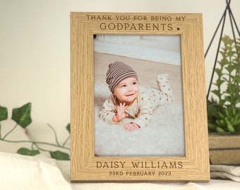 Godparent Frame Gift | Thank You Godparents Godmother Godfather Frame Gift | Engraved Personalised Frame