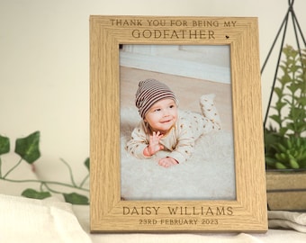 Godfather Gift | Thank You Godfather Guide Father Godparents Frame Gift | Engraved Personalised Frame