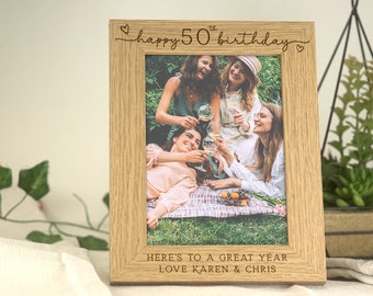 50th Birthday Gift | Personalised Fiftieth Birthday Gift Engraved Photo Frame