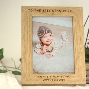 Best Granny Ever Gift | Photo Frame Gift for Grandma Granny Gran | Engraved Custom Frame For 7x5 or 6x4 Picture