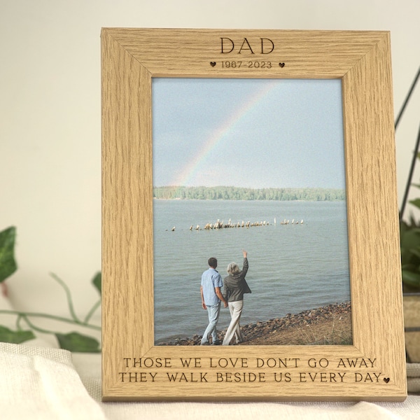 Dad Memorial Photo Frame | Loved One Memorial Keepsake Gift | Engraved Personalised Photo Frame