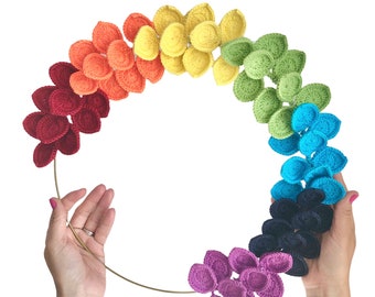 Regenbogen Blätter Häkelkranz Muster (PDF)|Frühling, Sommer Häkelkranz