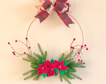 Corona Navidena en Crochet, Ponsetias Navidenas, decoracion de Navidad en Crochet, flor Navidad