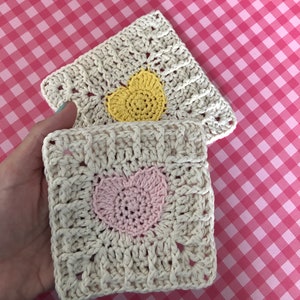 Heart Granny Square Crochet Pattern, Easy Heart Waffle Stitch Granny Square image 3