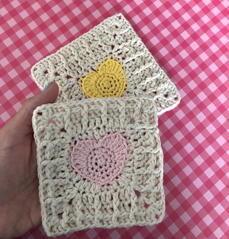 Heart Granny Square Crochet Pattern, Easy Heart Waffle Stitch Granny Square image 3