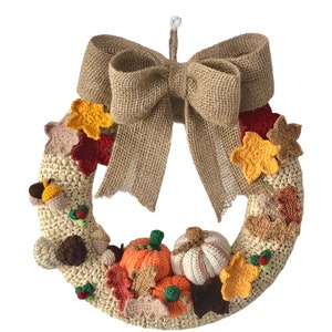 Autumn Wreath Crochet Pattern, Halloween Crochet Pattern, Fall Door Decor