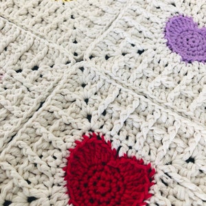 Heart Granny Square Crochet Pattern, Easy Heart Waffle Stitch Granny Square image 4