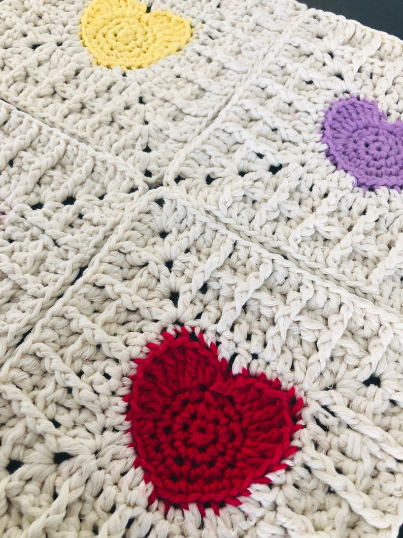 Heart Granny Square Crochet Pattern, Easy Heart Waffle Stitch Granny Square image 4