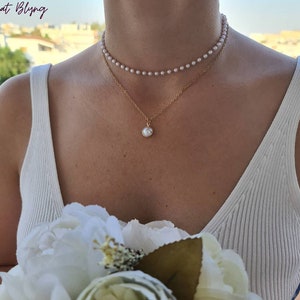 Double Layer Pearl Choker Necklace | Cute Chain Pendant For Women | Gift for her | valentine's day gift| Bridesmaid Gift