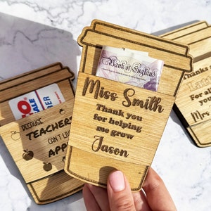 Regalos para profesores / Regalos para profesores / Porta tarjetas de regalo para profesores / Porta tarjetas de regalo para café / Regalo de regreso a clases / Regalo de fin de clases