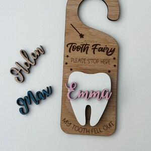 Cabide de porta de fada de dente personalizado mágico com slot para dinheiro de dente perdido - ideia única de presente