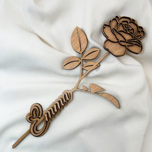 Idea de regalo para el día de San Valentín: Rosa de madera grabada con mensaje personalizado - Perfecto para ella, él - Aniversario, cumpleaños